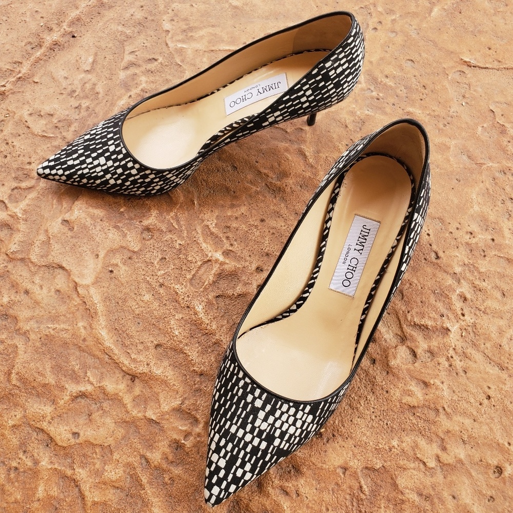 Jimmy Choo Aza Kitten Heels Geo Print 39 9 - Picture 6 of 8